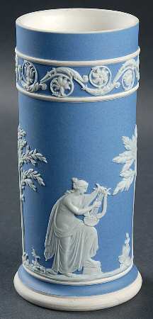 Cream Color on Lavender (Pale Blue) Jasperware 5" Spill Vase