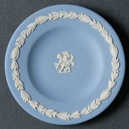Cream Color on Lavender (Pale Blue) Jasperware Miniature Plate