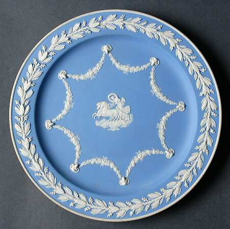 Cream Color on Lavender (Pale Blue) Jasperware Service Plate (Charger)