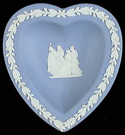 Cream Color on Lavender (Pale Blue) Jasperware Small Heart Shape Ashtray
