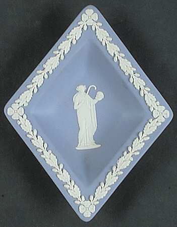 Cream Color on Lavender (Pale Blue) Jasperware Small Diamond Shape Ashtray