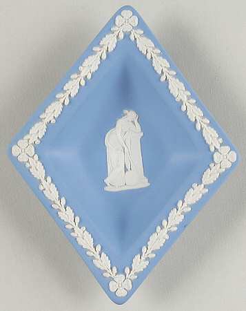 Cream Color on Lavender (Pale Blue) Jasperware Small Diamond Shape Ashtray