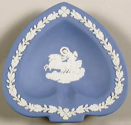 Cream Color on Lavender (Pale Blue) Jasperware Small Spade Shape Ashtray