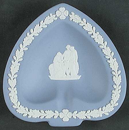 Cream Color on Lavender (Pale Blue) Jasperware Small Spade Shape Ashtray