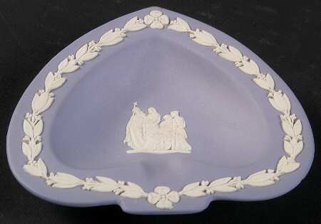 Cream Color on Lavender (Pale Blue) Jasperware Small Spade Shape Ashtray
