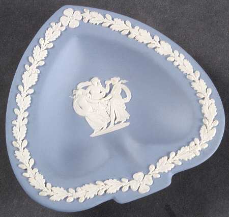 Cream Color on Lavender (Pale Blue) Jasperware Small Spade Shape Ashtray