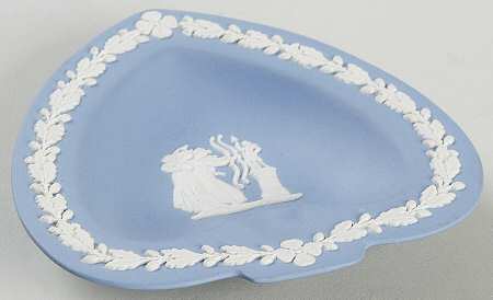 Cream Color on Lavender (Pale Blue) Jasperware Small Spade Shape Ashtray
