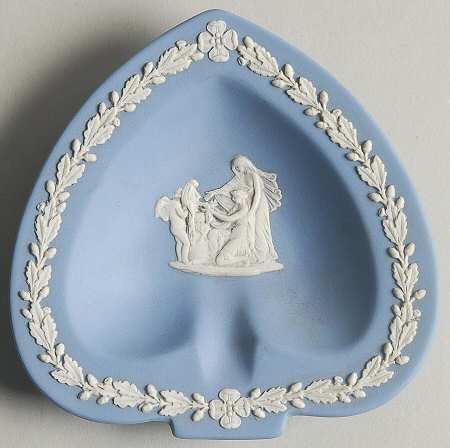 Cream Color on Lavender (Pale Blue) Jasperware Small Spade Shape Ashtray
