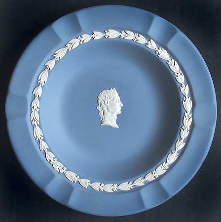 Cream Color on Lavender (Pale Blue) Jasperware Executive Ashtray