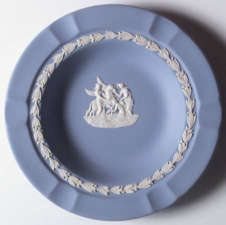 Cream Color on Lavender (Pale Blue) Jasperware Executive Ashtray
