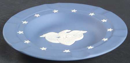 Cream Color on Lavender (Pale Blue) Jasperware Executive Ashtray
