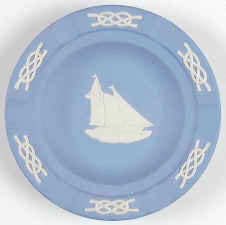 Cream Color on Lavender (Pale Blue) Jasperware Executive Ashtray
