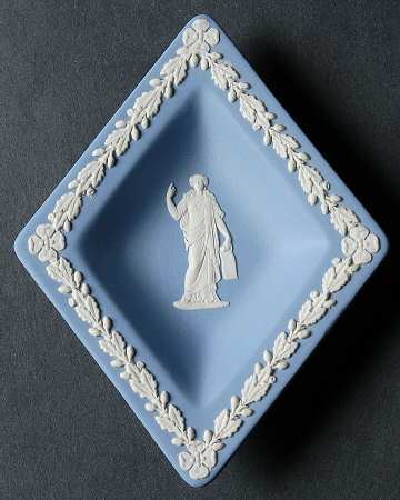 Cream Color on Lavender (Pale Blue) Jasperware Small Diamond Shape Ashtray