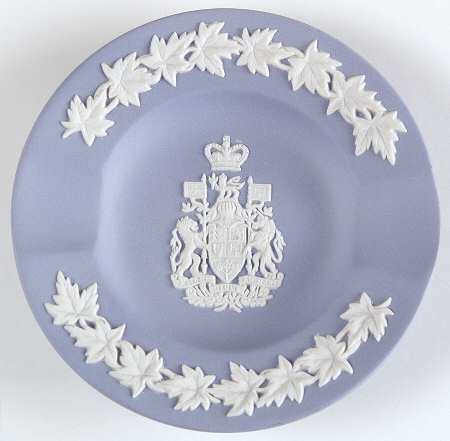 Cream Color on Lavender (Pale Blue) Jasperware 2 Slot Round Ashtray
