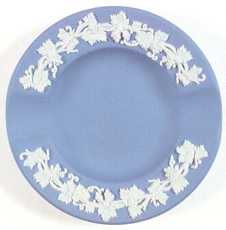 Cream Color on Lavender (Pale Blue) Jasperware 2 Slot Round Ashtray