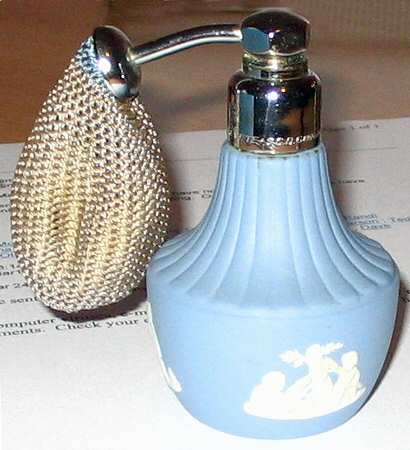 Cream Color on Lavender (Pale Blue) Jasperware Atomizer
