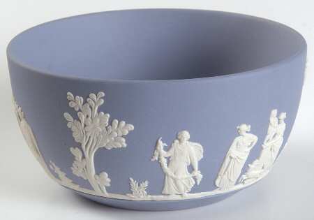 Cream Color on Lavender (Pale Blue) Jasperware Bute Bowl