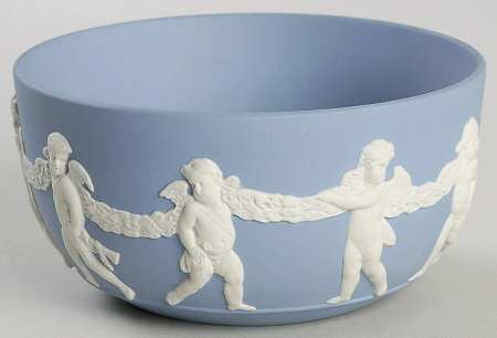 Cream Color on Lavender (Pale Blue) Jasperware Bute Bowl