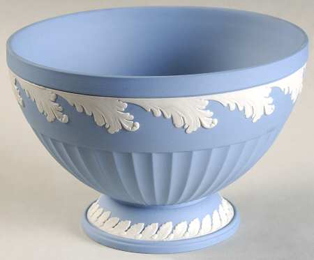 Cream Color on Lavender (Pale Blue) Jasperware 6" Footed Bowl