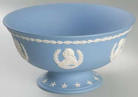 Cream Color on Lavender (Pale Blue) Jasperware 9" Footed Bowl