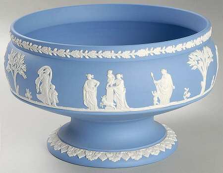 Cream Color on Lavender (Pale Blue) Jasperware 6" Round Footed Imperial Bowl