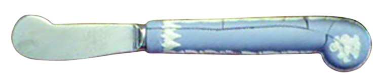 Cream Color on Lavender (Pale Blue) Jasperware Hollow Handle Butter Spreader