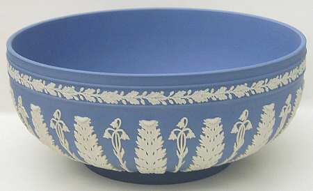 Cream Color on Lavender (Pale Blue) Jasperware Acanthus Bowl