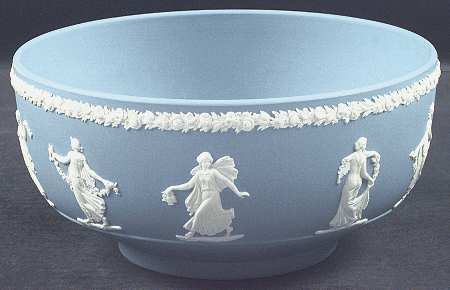 Cream Color on Lavender (Pale Blue) Jasperware Dancing Hours Bowl