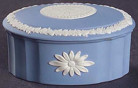Cream Color on Lavender (Pale Blue) Jasperware Camilla Box with Lid