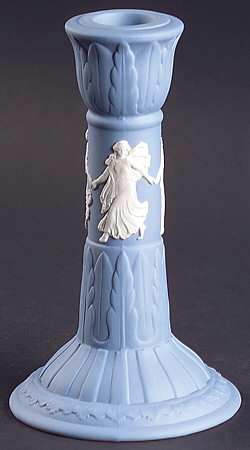 Cream Color on Lavender (Pale Blue) Jasperware 6" Candlestick