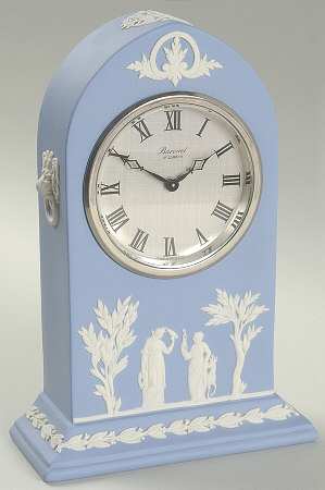 Cream Color on Lavender (Pale Blue) Jasperware Large Mantel Clock