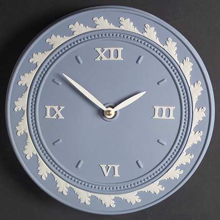 Cream Color on Lavender (Pale Blue) Jasperware Hanging Wall Clock