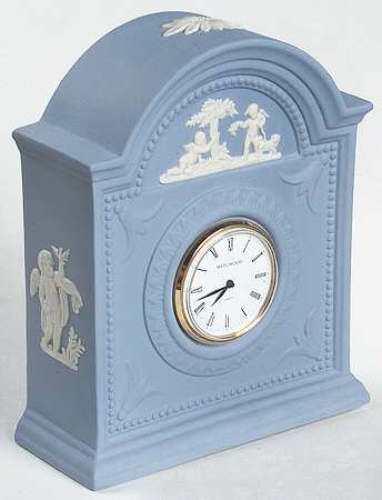 Cream Color on Lavender (Pale Blue) Jasperware Large Desk Clock