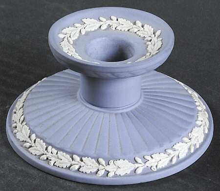 Cream Color on Lavender (Pale Blue) Jasperware Fluted Single Light Candlestick