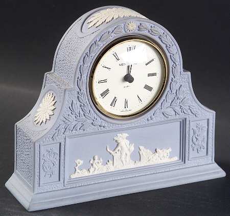 Cream Color on Lavender (Pale Blue) Jasperware Mantel Clock