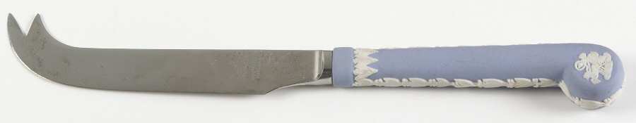 Cream Color on Lavender (Pale Blue) Jasperware Cheese Knife with Stainless Blade