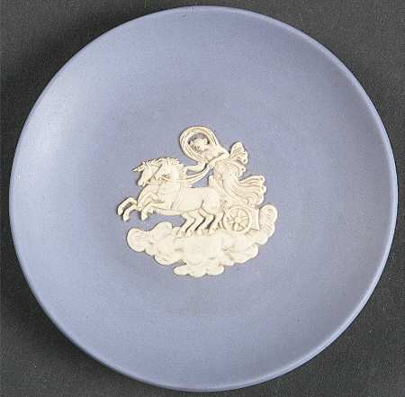Cream Color on Lavender (Pale Blue) Jasperware Coaster