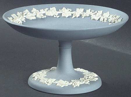 Cream Color on Lavender (Pale Blue) Jasperware Round Compote (Height X Width)