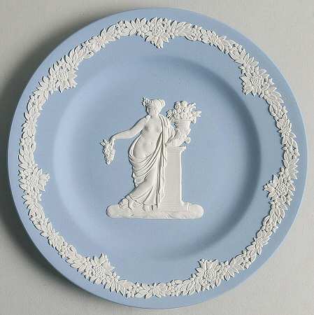 Cream Color on Lavender (Pale Blue) Jasperware Collector Plate