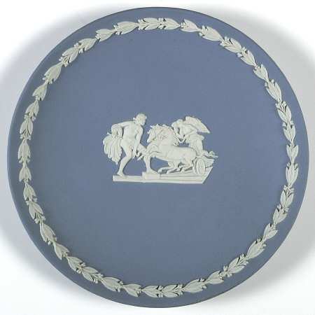 Cream Color on Lavender (Pale Blue) Jasperware Collector Plate
