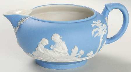 Cream Color on Lavender (Pale Blue) Jasperware Creamer
