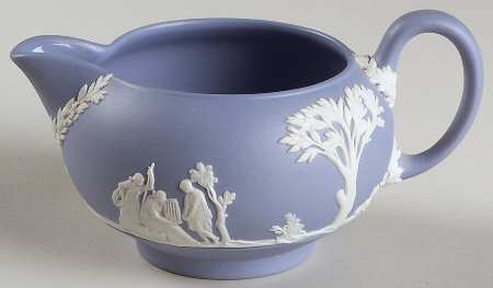 Cream Color on Lavender (Pale Blue) Jasperware Creamer