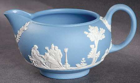 Cream Color on Lavender (Pale Blue) Jasperware Mini Creamer
