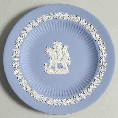 Cream Color on Lavender (Pale Blue) Jasperware Collector Plate