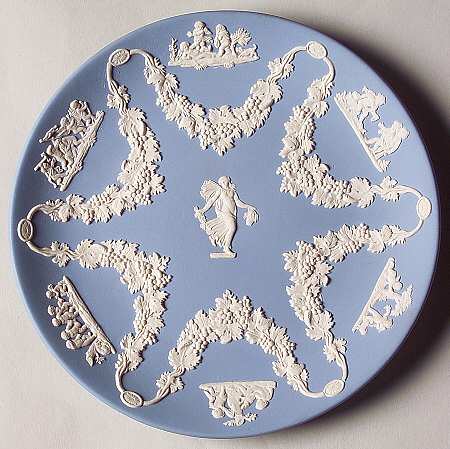 Cream Color on Lavender (Pale Blue) Jasperware Collector Plate