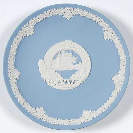 Cream Color on Lavender (Pale Blue) Jasperware Collector Plate