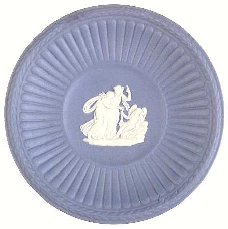 Cream Color on Lavender (Pale Blue) Jasperware Round Fluted Compotier