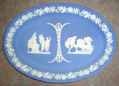 Cream Color on Lavender (Pale Blue) Jasperware Comb Tray