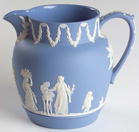 Cream Color on Lavender (Pale Blue) Jasperware 16 Oz Dutch Sacrifice Jug