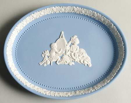 Cream Color on Lavender (Pale Blue) Jasperware Infant Academy Tray